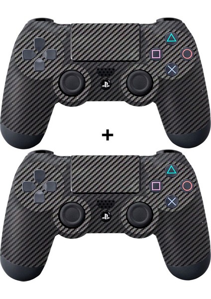 PS4 Siyah Carbon Fiber Dualshock Kol Kaplama 2 Adet