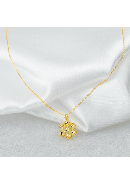 Label Jewelry Küpe Kolyeli 22 Ayar Taşsız 2'Li Altın Set