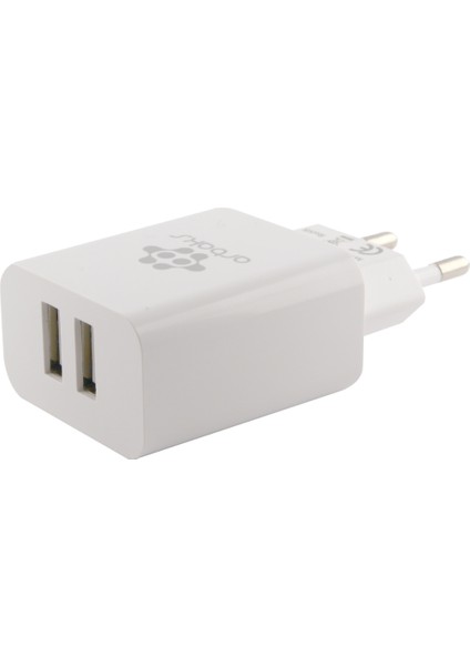 ARB-005 Plastik 2400 mAh 2 Çıkışlı + Micro Usb Data Kablo Ev Tipi Şarj Cihazı