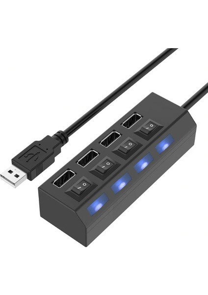 4 USB Port Çoklayıcı Anahtarlı Işıklı Çoğaltıcı Switch