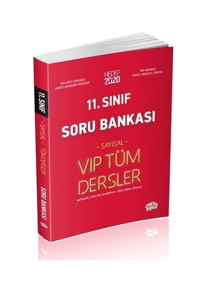 Editör Yayınları 11. Sınıf Sayısal VIP Tüm Dersler Soru Bankası 2020