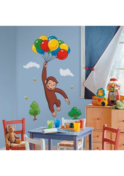 Kt Decoration Oda Arkadaşlarım Uçan Sevimli Maymuncuk Duvar Çıkartması