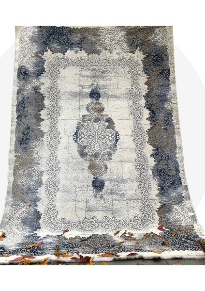 Halı Klasik 1780 Mavi-Bej 80x150 cm Spor Saçaklı Halı