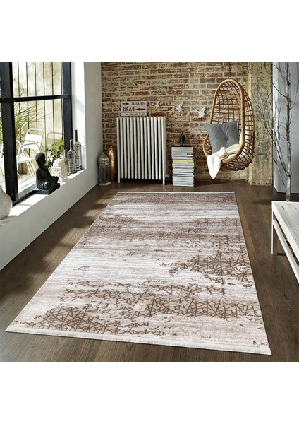 Halı Klasik 1876 Kahve-Krem 120x170 cm Spor Saçaklı Halı