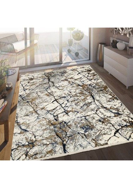 Halı Klasik 2212 Mavi-Bej 80x150 cm Spor Saçaklı Halı