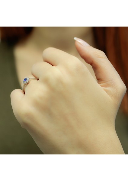 lı Oval Safir Anturaj Yüzük 1050243
