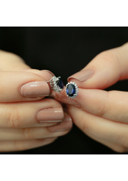 lı Oval Safir Anturaj Küpe 3040014 modelleri