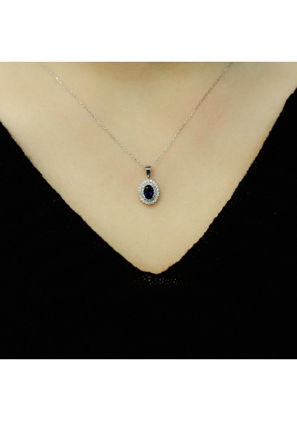 lı Oval Safir Anturaj Kolye 2020004