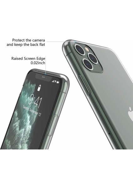 Apple iPhone 11 Pro Max Premium Silikon Kılıf + Nano Ekran Koruyucu - Şeffaf modelleri