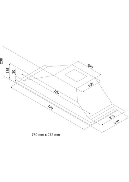 1170 Astec Tam Ankastre Aspiratör 90 cm İnox