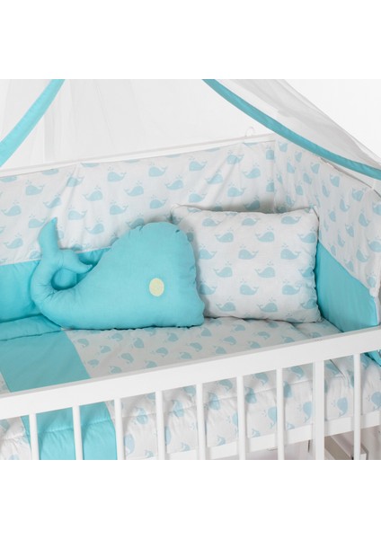 Ahşap Lake Beyaz Renk Anne Yanı Beşik 3 Kademeli Sallanan Ahşap Beşik 60 x 120 cm - Mavi Balina Uyku Setli & Soft Yataklı fırsatları