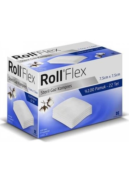 Flex 7.5 x 7.5 cm Steril Gaz Kompres 100 Adet - 2 Paket