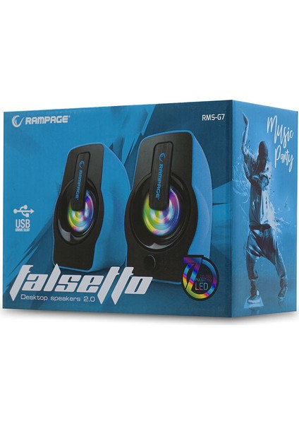 RMS-G7 Falsetto 2.0 6 Watt 50Hz-20KHz Mavi Multimedia 5V USB Speaker