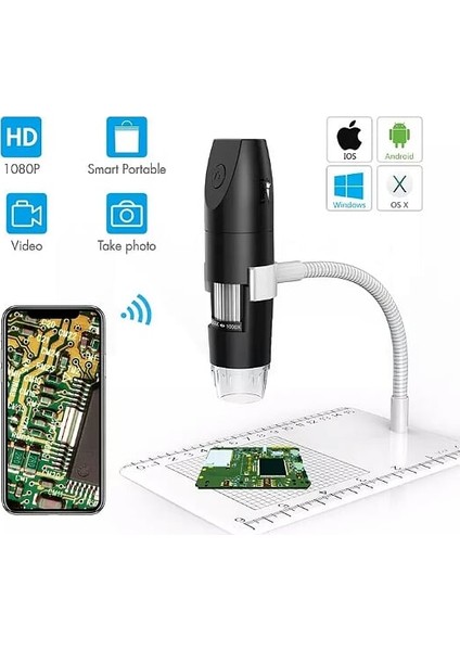 Avp 2.0mp 1000X Wifi 1080P 8 LED Android Ios iPhone iPad Cihazlar Için Kablosuz Dijital Mikroskop