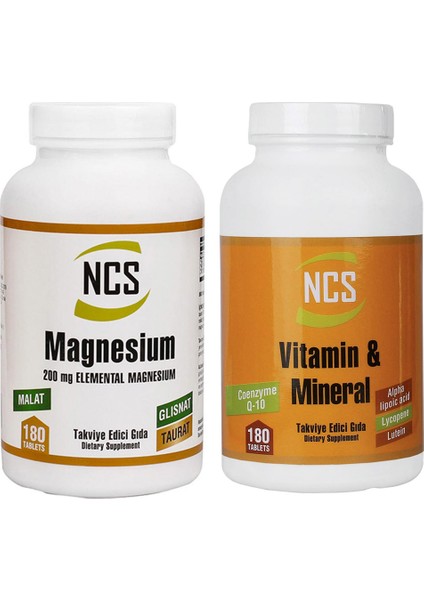 2'li Set Vitamin Mineral + Magnesium Malat Taurat Glisinat