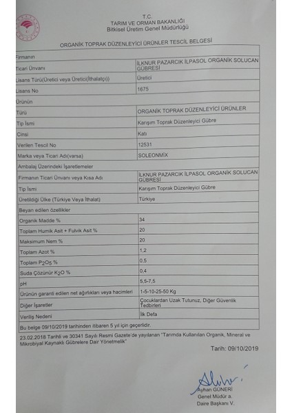 Ilpasol Organik Soleonmix Solucan Gübresi Leonardit Granül Gübre
