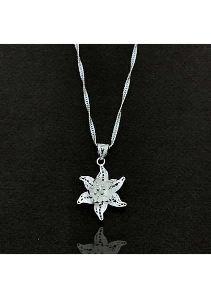 Yıldız Model El İşçiliği Telkari Gümüş Kadın Kolye