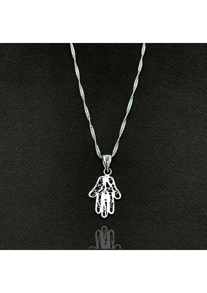 Fatma Ana Eli Model El İşçiliği Telkari Gümüş Kadın Kolye