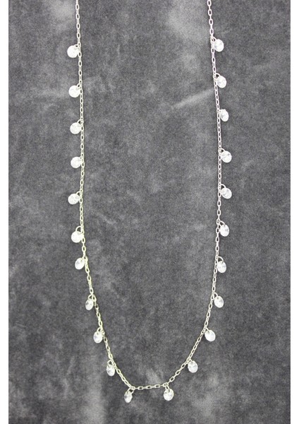 Sıra Kristal Taşlı Gümüş Kolye (TGK0398) fiyatları