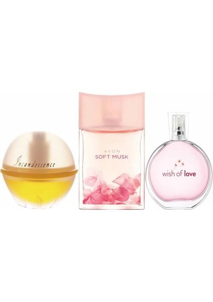 Incandessence 50 ml Kadın Edp+Avon Wish Of Love 50 ml Kadın Edt+Avon Soft Musk 50 ml Kadın Edt