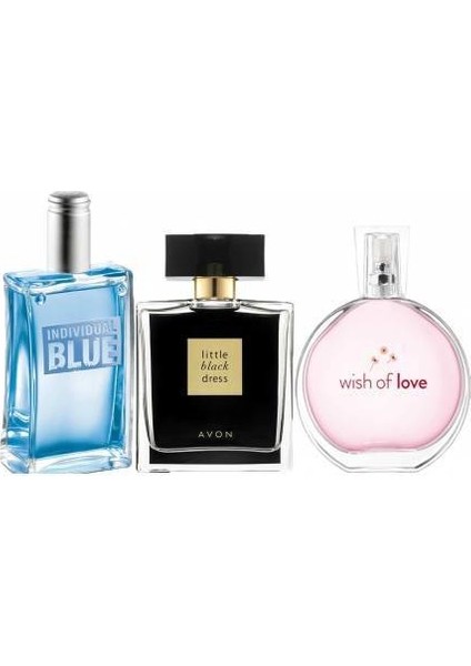 Individual Blue 100 ml Erkek Edt+Avon Little Black Dress 50 ml Kadın Edp+Avon Wish Of Love 50 ml Kadın Edt