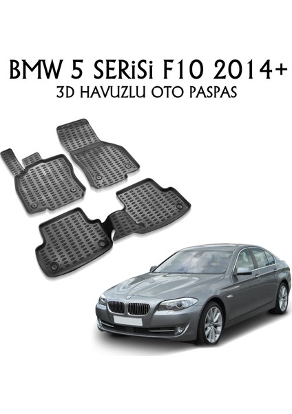 Bmw 5 Serisi F10 3D Havuzlu Oto Paspas 2014+ Siyah Renk