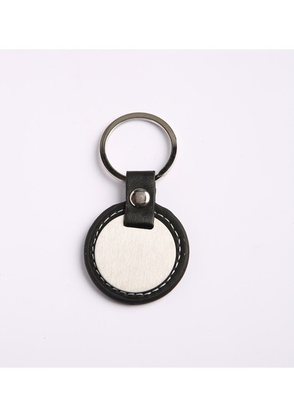 Siyah Deri Çelik Anahtarlık