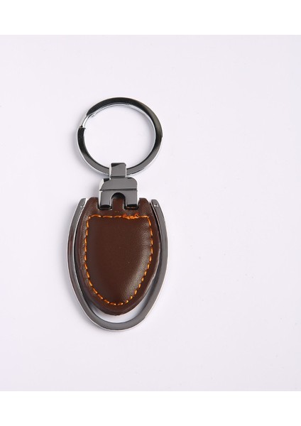 Kayverengi Deri Çelik Anahtarlık