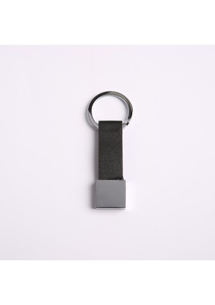 Çelik ve Siyah Deri Tasarımlı Anahtarlık