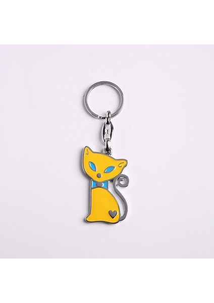 Kedi Tasarımlı Anahtarlık-Sarı