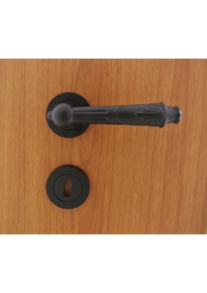 Pars Mat Siyah Rozetli Kapı Kolu Wc