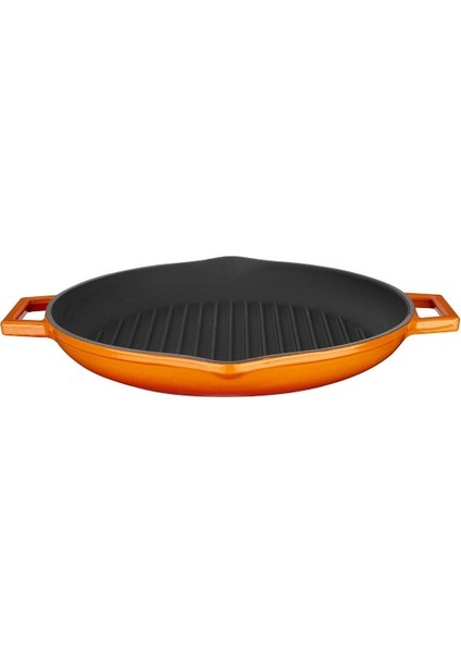 Döküm Yuvarlak Kızartma Tavası Çap 30 cm Turuncu