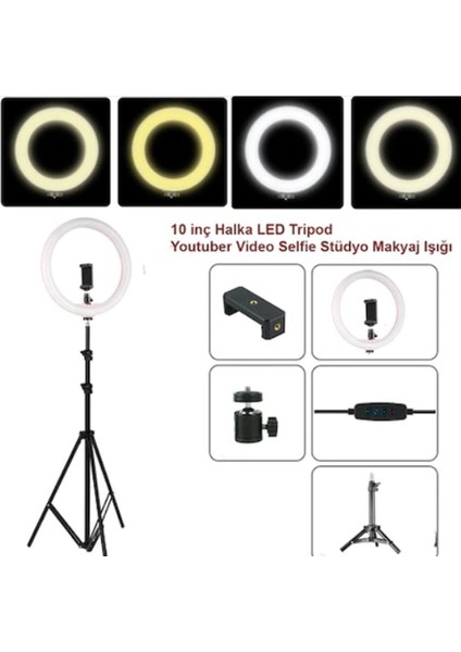 Youtuber Led Tripod Video Selfie Stüdyo Makyaj Işığı 10" Halka Işık