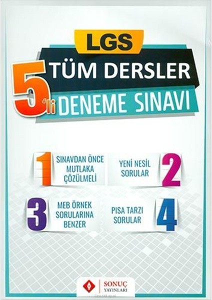 Sonuç Yayınları LGS Tüm Dersler 5 Li Deneme Sınavı