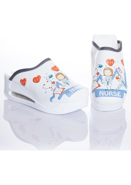 Beyaz Nurse Airmax Kadın Sabo Terlik