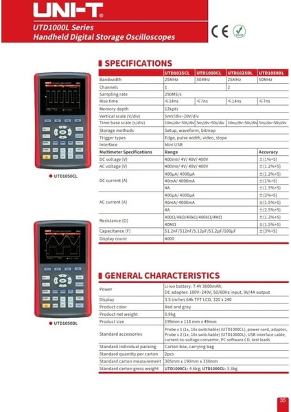 TT-TECHNIC Utd 1050 cl El Tipi Osiloskop Multimetre