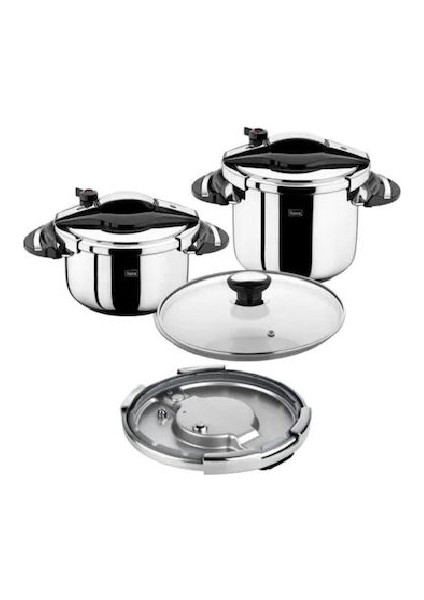 Power Cook 4+7 litre Düdüklü Tencere Set FDDK 1042 Siyah