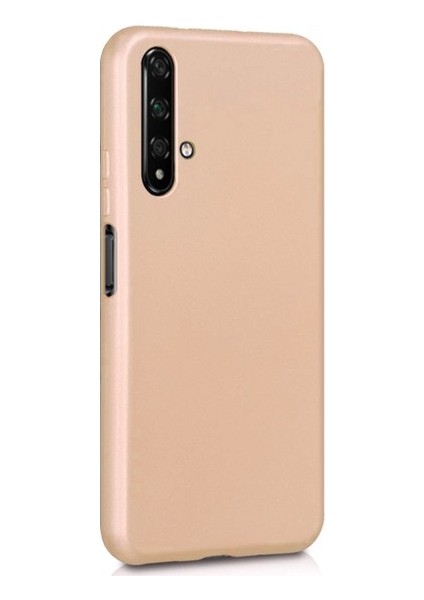 Huawei Honor 20 Kılıf Mat Premium Silikon Kılıf - Gold + Cam Ekran Koruyucu