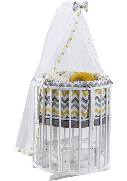 Ahşap Lake Beyaz Renk Play Stokke 7 in 1 Sepet Beşik, Anne Yanı Beşik, Karyola, Alt Değiştirme Sehpası, Masa, Sandalye - Sarı Yıldız Uyku Seti & Soft Yatakları fiyatları