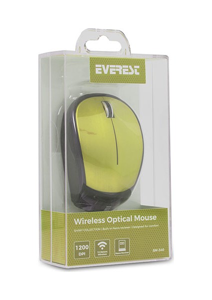 SM-340 Yeşil Usb 3D Optik Süper Sessiz Alkalin Pilli Kablosuz Mouse