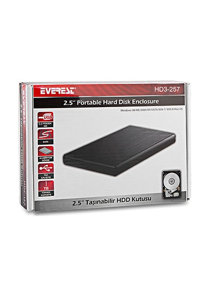 HD3-257 Usb3.0/SATA 2.5"HDD Kutusu