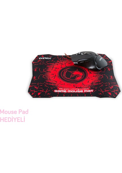 SGM-X8 Usb Siyah Gaming Oyuncu Mouse ve Mousepad Seti