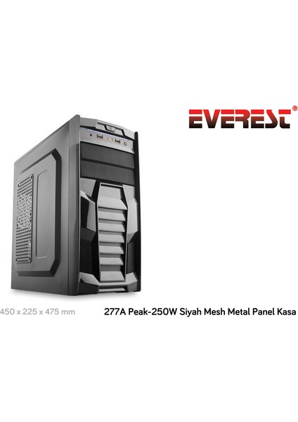 277A Peak-250W Siyah Mesh Metal Panel Kasa