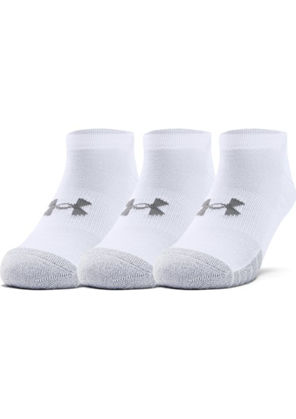 UA HEATGEAR NO SHOW 3PK 1346755-100 Unisex BEYAZ Çorap
