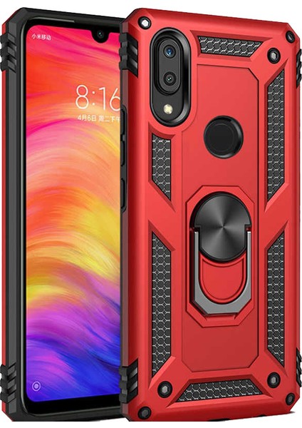 Samsung Galaxy M30S Kılıf Shockproof Zırh Koruma Crash Yüzük Tutucu Kırmızı