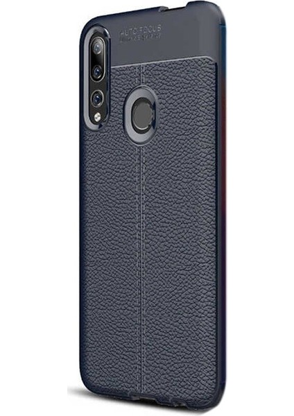 Huawei Y9 Prime 2019 Kılıf Niss Silikon Deri Görünümlü + Nano Ekran Koruyucu + Kalem Lacivert