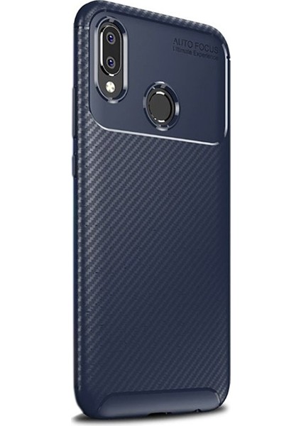 Samsung Galaxy M30 Kılıf Negro Karbon Dizayn + Nano Ekran Koruyucu + Kalem Lacivert