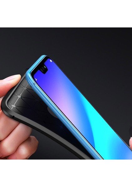 Samsung Galaxy M30 Kılıf Negro Karbon Dizayn + Nano Ekran Koruyucu + Kalem Lacivert