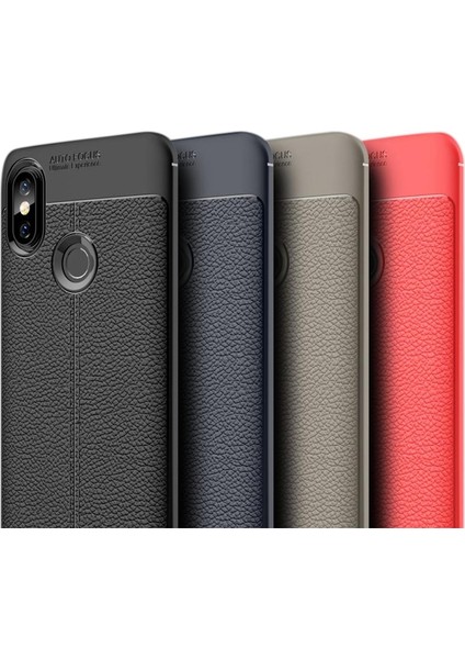 Xiaomi Mi A2 Lite Kılıf Niss Silikon Deri Görünümlü + Nano Ekran Koruyucu + Kalem Kırmızı