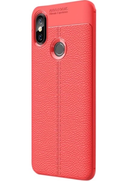 Xiaomi Mi A2 Lite Kılıf Niss Silikon Deri Görünümlü + Nano Ekran Koruyucu + Kalem + Kalem Kırmızı